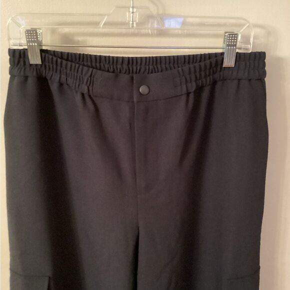 WAYF SIZE MEDIUM BLACK HIGH RISE WIDE LEG CARGO TROUSERS - Picture 4 of 9